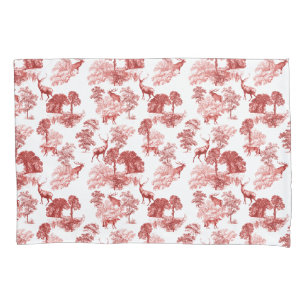 Housse D'oreillers Élégant Classy Red Toile Français Deer Fox Forest