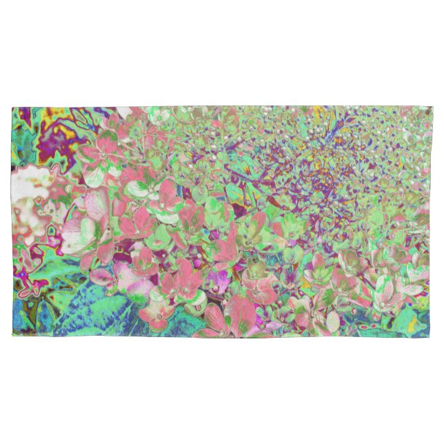 Housse D'oreillers Élégant Corail et Chartreuse Limelight Hydrangea (devant-gauche)