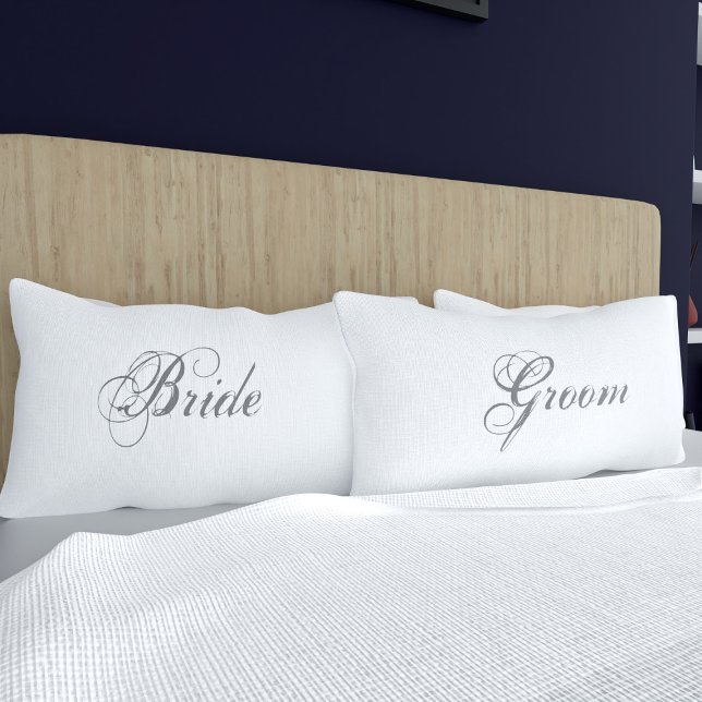 Housse D'oreillers Élégant Coussin Mariage de mariée et de chambre bl (Elegant Bride and Groom Pillow Cases for their wedding night. Fancy!)
