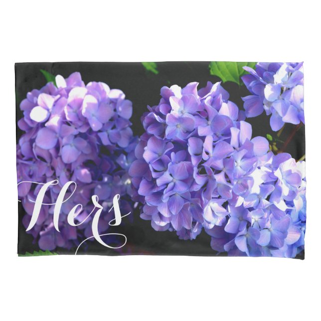 Housse D'oreillers Elégant floraux violets fleurs mauves hydrangées (devant)