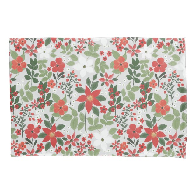 Housse D'oreillers Elégant hiver Rouge blanc Floral peinture (devant-gauche)