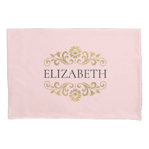 Housse D'oreillers Élégant Monogram Blush rose Coussin de chambre Coq