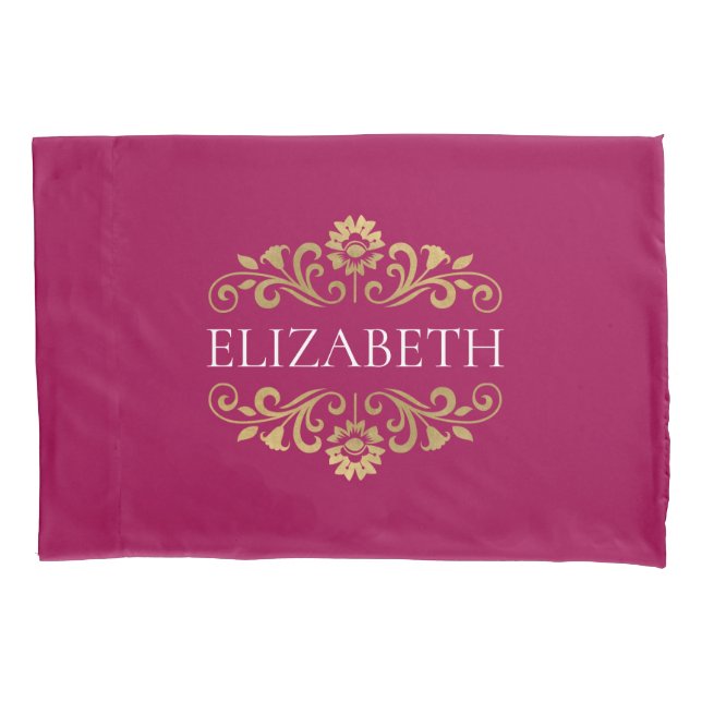 Housse D'oreillers Élégant Monogram Pink Gold Coussin Coque (devant)