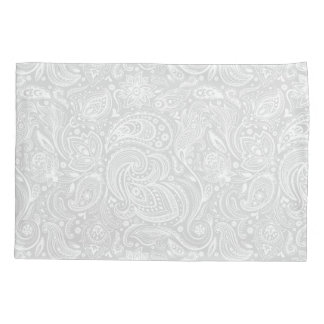 Housse D'oreillers Élégant Motif blanc & gris floral Paisley