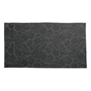 Housse D'oreillers Élégant noir monochromatique Damas florales