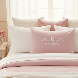 Housse D'oreillers Élégant Pillowcase Monogramme Rose