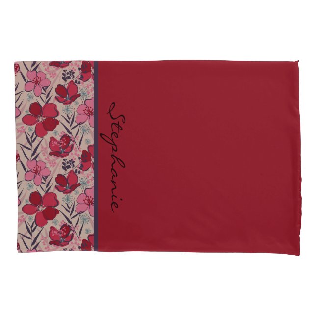 Housse D'oreillers Élégant rouge anémone floral (devant)
