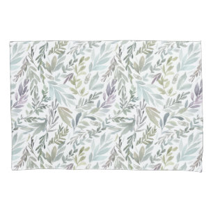 Housse D'oreillers Elégante Aquarelle Bleue Vert Botanique Twin