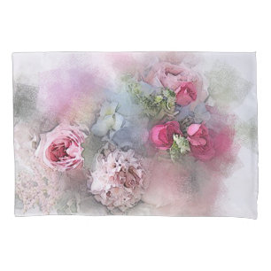 Housse D'oreillers Elégante aquarelle Roses Fleurs Modèle Floral