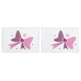 Housse D'oreillers Élégante Bow à rayures roses avec couverture Couss
