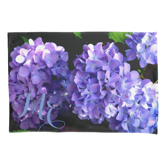 Housse D'oreillers Elégante hydrangée violette fleurie bleu pourpre (devant)