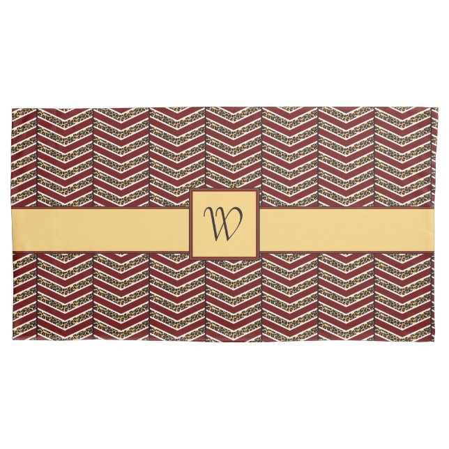 Housse D'oreillers Empreinte de léopard Chevron Coussin Coque (devant)