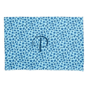 Housse D'oreillers Empreinte de léopard - Cobalt foncé et bleu ciel