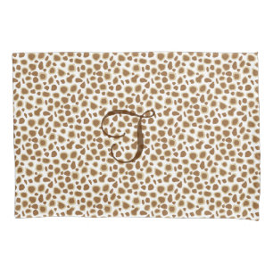Housse D'oreillers Empreinte de léopard - Taupe Tan et blanc