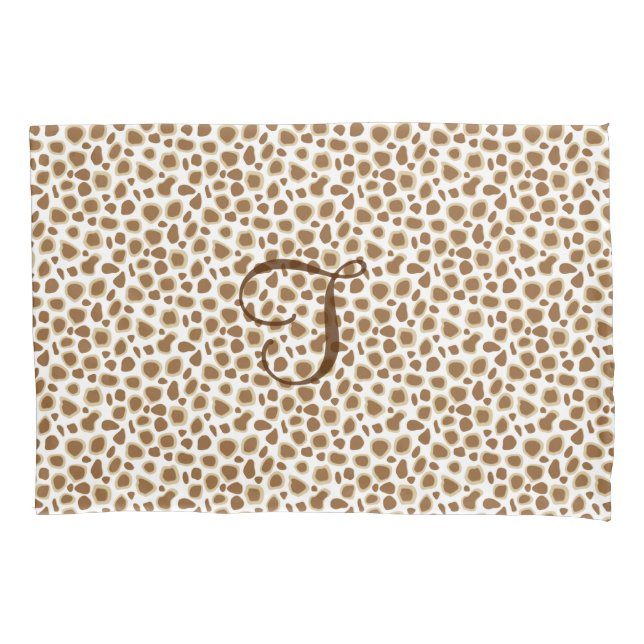 Housse D'oreillers Empreinte de léopard - Taupe Tan et Blanc (devant)