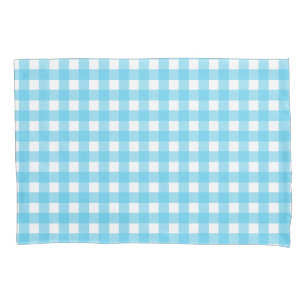 Housse D'oreillers En vichy bleu cérusé clair