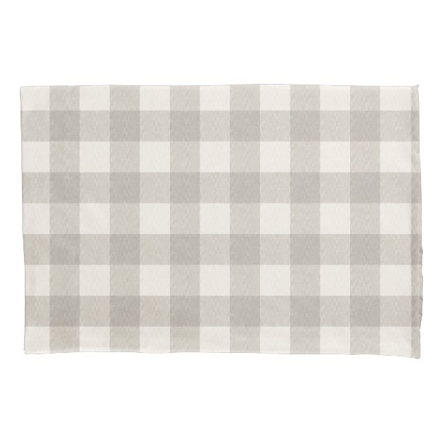 Housse D'oreillers en vichy contrôle poli beige neutre (devant)