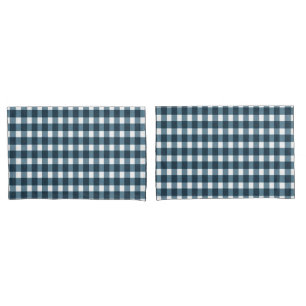 Housse D'oreillers en vichy Motif bleu Indigo