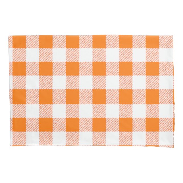 Housse D'oreillers en vichy vérifier l'orange (devant)