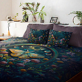 Housse D'oreillers Enchanted Night Garden Celestial Floral Dreamscape