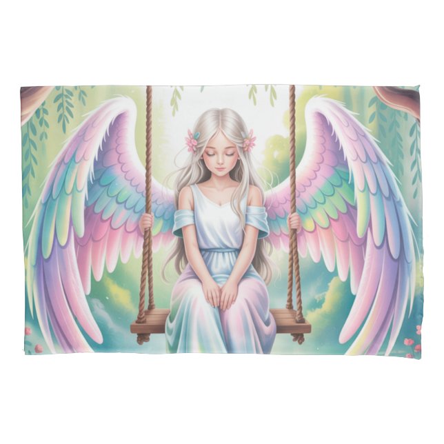 Housse D'oreillers Enchanter une fille ange sur une aile (devant)