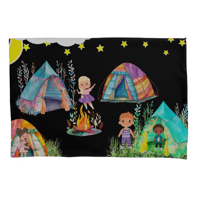 Housse D'oreillers Enfants en camping (devant)