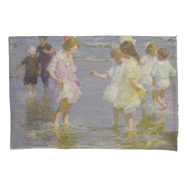 Housse D'oreillers Enfants marchant sur la plage (par E.H. Potthast) (devant-gauche)