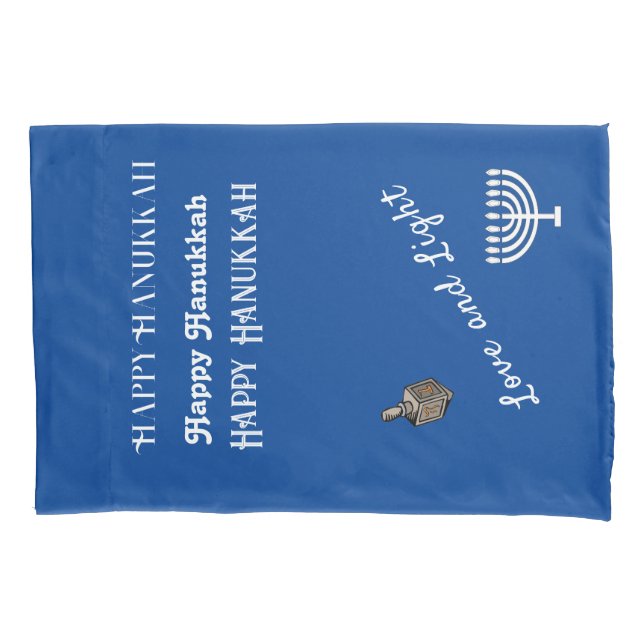 Housse D'oreillers Enveloppe cadeau Hanoukka réutilisable - Sac bleu  (devant)