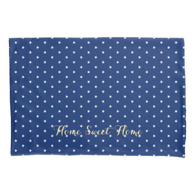 Housse D'oreillers Etoiles blanches Motif or Monogramme USA Drapeau b (devant)