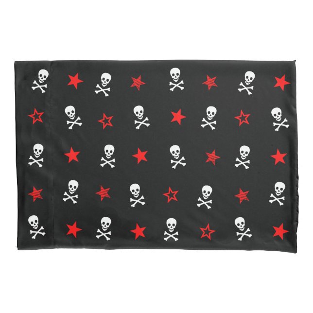 Housse D'oreillers [ Étoiles + Crânes + os croisés ] Coque Coussin (devant)