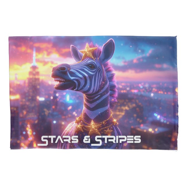 Housse D'oreillers Étoiles et rayures avec Zebra Zanzibar Pillowcase (devant)