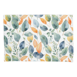 Housse D'oreillers Eucalyptus Plante Vert Orange 350 Aquarelle