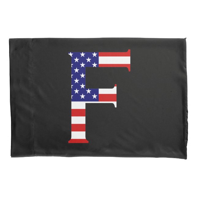 Housse D'oreillers F Monogramme superposé sur le drapeau américain pc (devant)