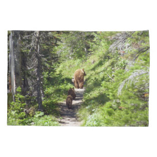 Housse D'oreillers Famille d'ours Brown