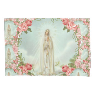 Housse D'oreillers Fatima Vierge Marie Roses roses religieuses roses