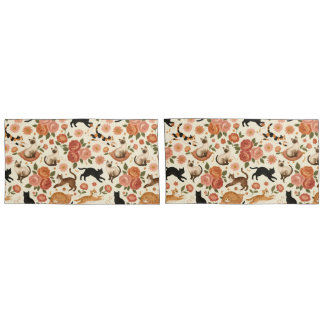 Housse D'oreillers Félins Floraux : Motif Chats & Fleurs Confortables