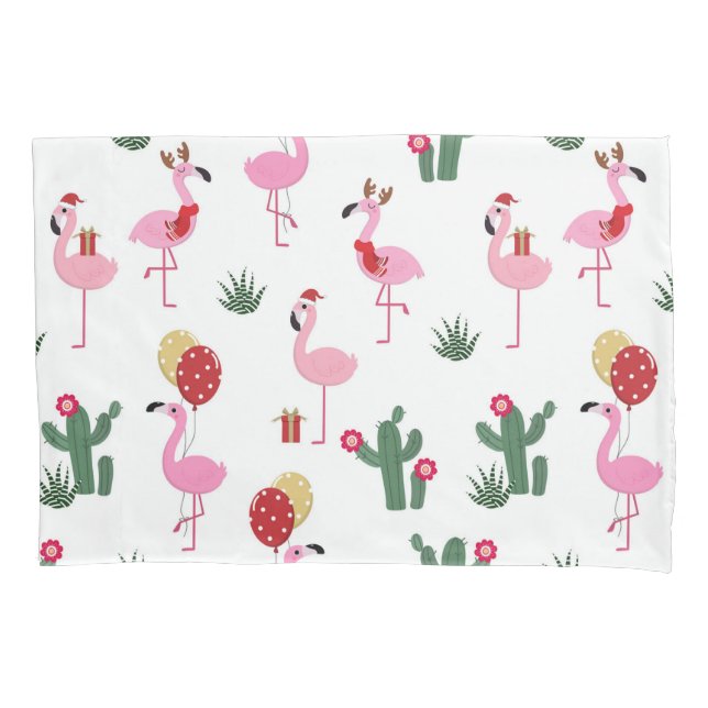 Housse D'oreillers Fête du Flamant rose de Noël | Vacances (devant)