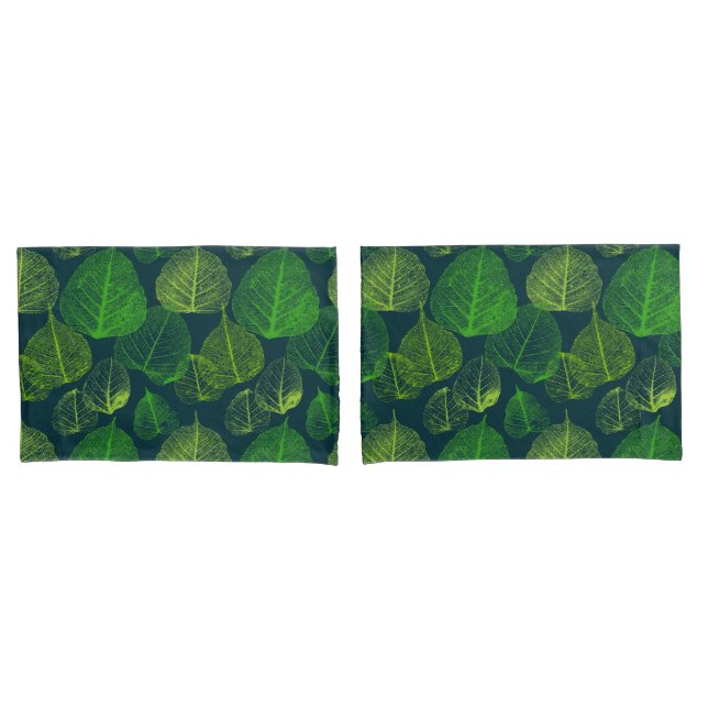 Housse D'oreillers Feuilles biophiles esthétiques de squelette (devant-Set)