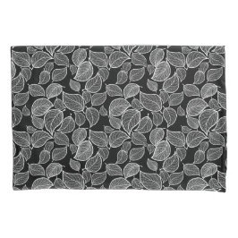 Housse D'oreillers Feuilles blancs sur oreiller noir