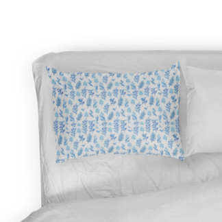 Housse D'oreillers Feuilles d'aquarelle bleu Pillowcase