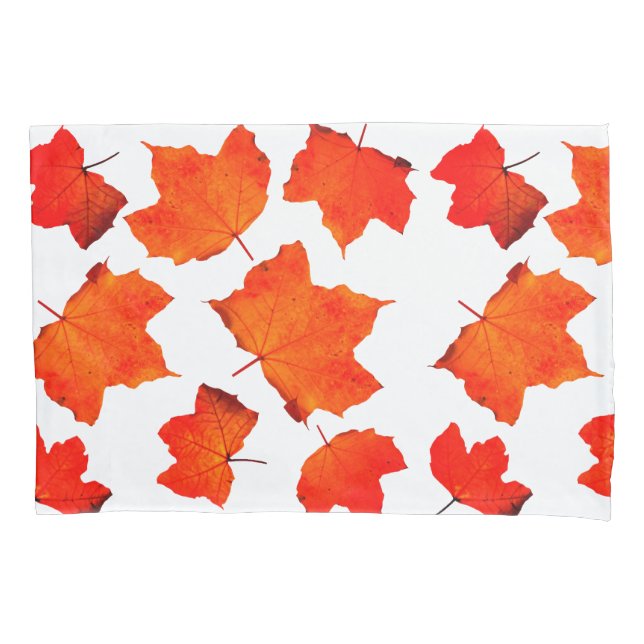 Housse D'oreillers Feuilles d'automne Maple Tree Foliage Orange White (devant)