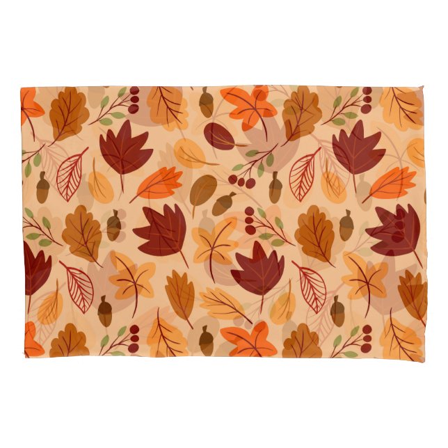 Housse D'oreillers Feuilles d'automne, motif simple et enfantin. (devant)