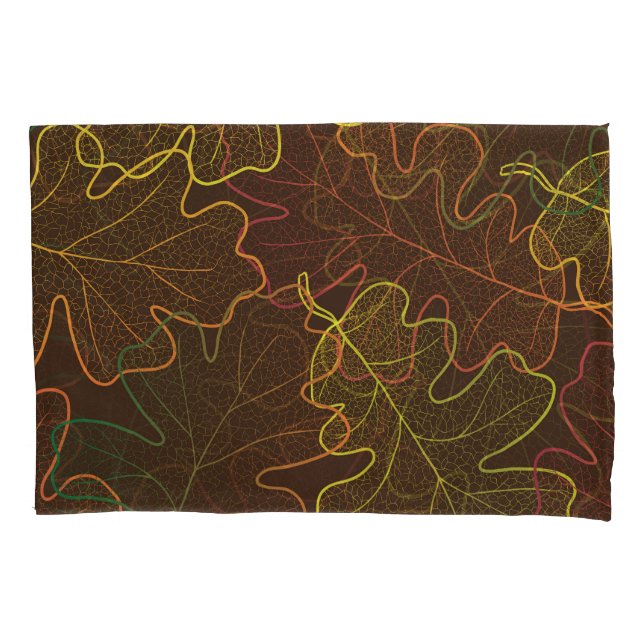 Housse D'oreillers Feuilles de chêne transparent, Motif d'automne. (devant)