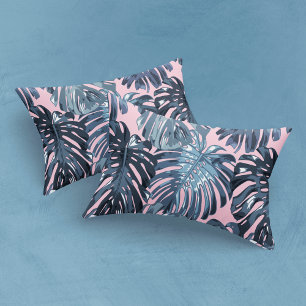 Housse D'oreillers Feuilles de la Jungle Tropical Muted Blue Rose