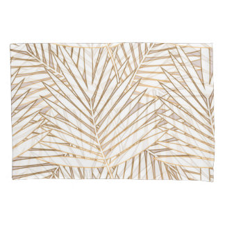 Housse D'oreillers Feuilles de palmiers dorés : art déco.