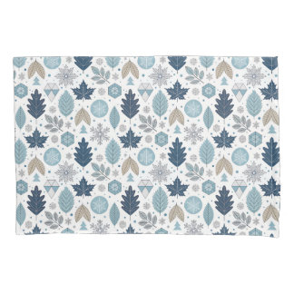 Housse D'oreillers Feuilles d'hiver et formes de neige