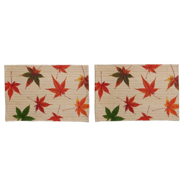 Housse D'oreillers Feuilles en érable sur carton (devant-Set)