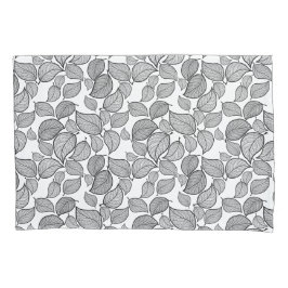 Housse D'oreillers Feuilles noirs sur oreiller blanc
