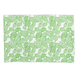 Housse D'oreillers Feuilles verts sur Pillowcase blanc