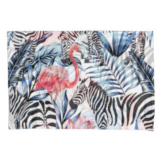 Housse D'oreillers Flair tropical : Flamant rose Zebra Paradise